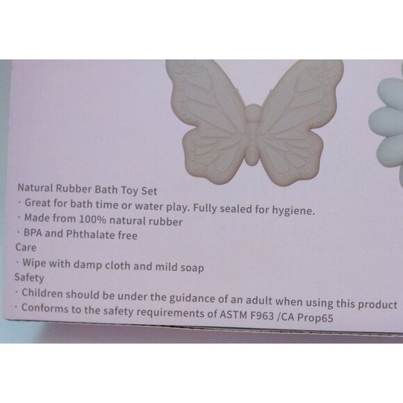 Natural Rubber Bath Toy Play Set Butterfly Flower Fully Sealed by Charlie & Aria - Picture 5 of 5